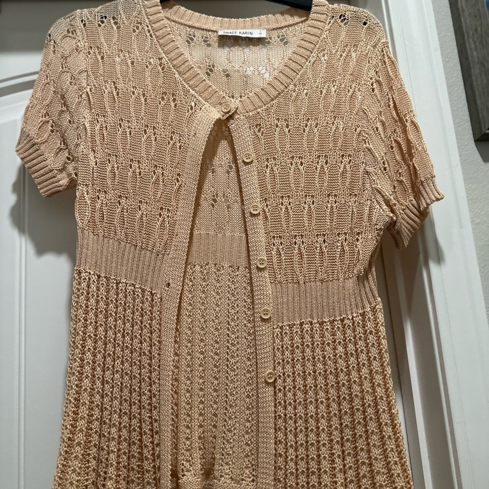 Grace Karin Beige Knit Cardigan